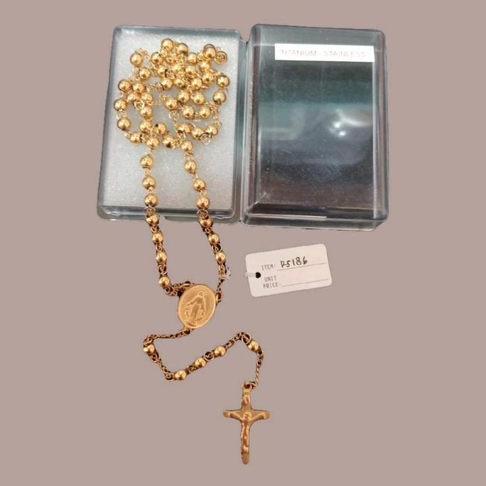 Rosario Titanium warna Gold & Silver ukuran Kecil & besar  katolik