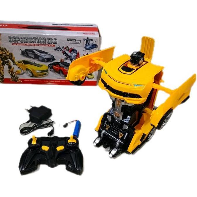 MAINAN MOBIL REMOT BUMBLEBEE DEFORMATION / RC MOBIL ROBOT BUMBLE BEE TRANSFORMERS BISA BERUBAH KODE 