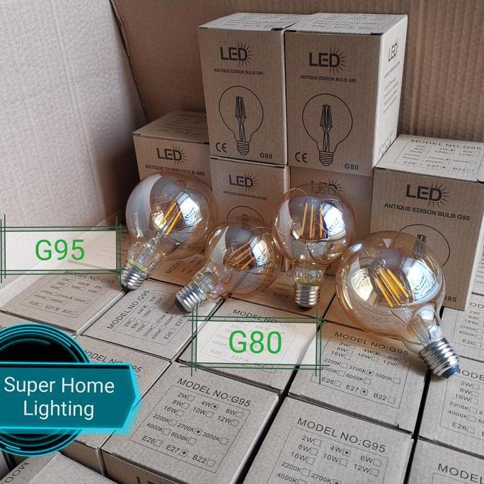 Lampu LED Filamen Edison Vintage G80/ G95 4Watt Fiting E27