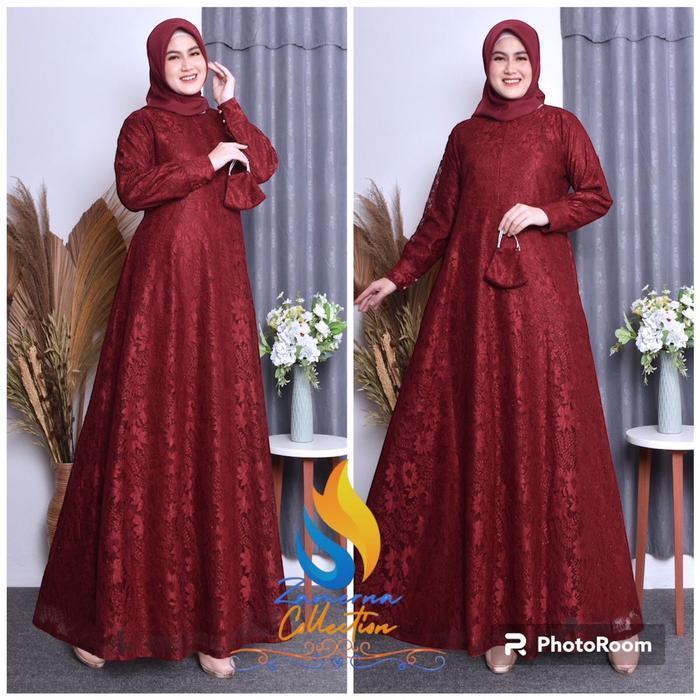(Terbaru) [Termurah ] `Baru` Gamis Soraya Dress Brukat Full Remaja Dewasa Wanita Fashion Pesta Konda