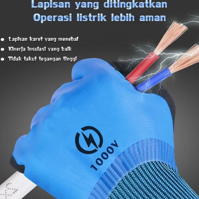 Sarung Tangan Berinsulasi 1000V Karet Tahan Air & Tekanan Tinggi Anti Tusuk & Getaran untuk Pekerja 
