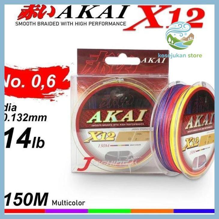 (PANCING) SENAR PE AKAI X12 150M | PE 0.6 S/D PE 3 | MULTI COLOR | SENAR PE | JAPAN STRANDS PRIVASI 