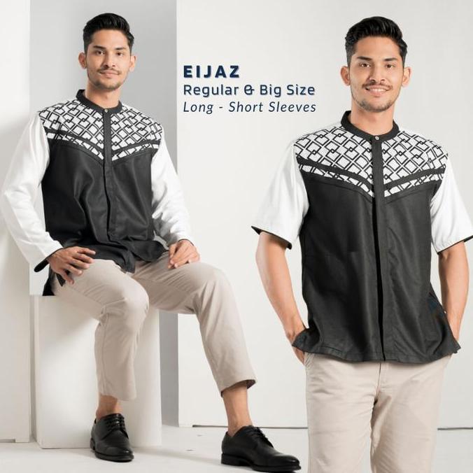 Muslimadani Baju Koko EIJAZ Regular dan Big Size Koko Dewasa Lengan Pendek dan Lengan Panjang Bordir