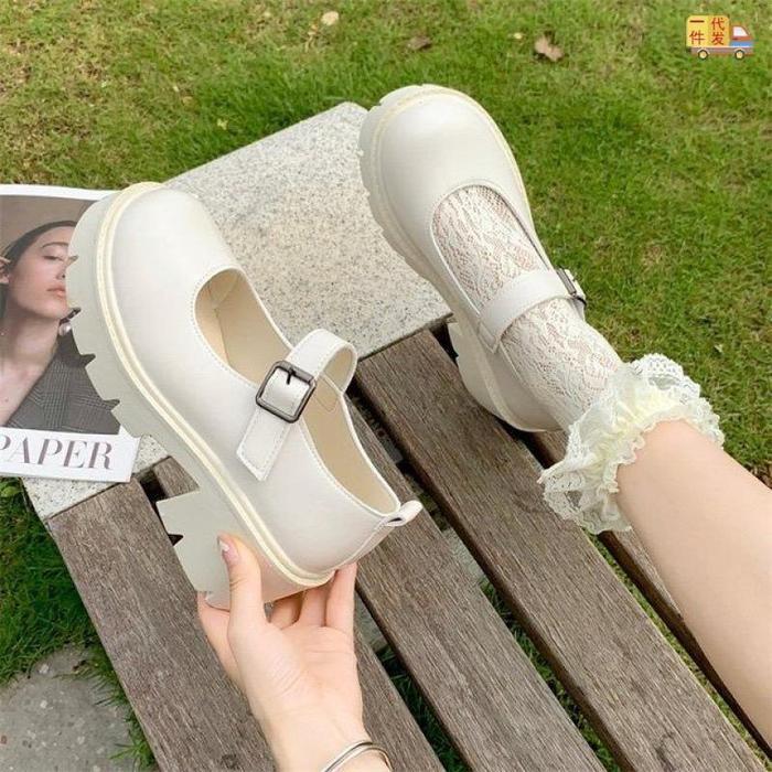 Minangstore Bilgev Docmart Mary Jane Sepatu Pantopel Hitam Kerja Sepatu Hak Tinggi Wanita Korea 039