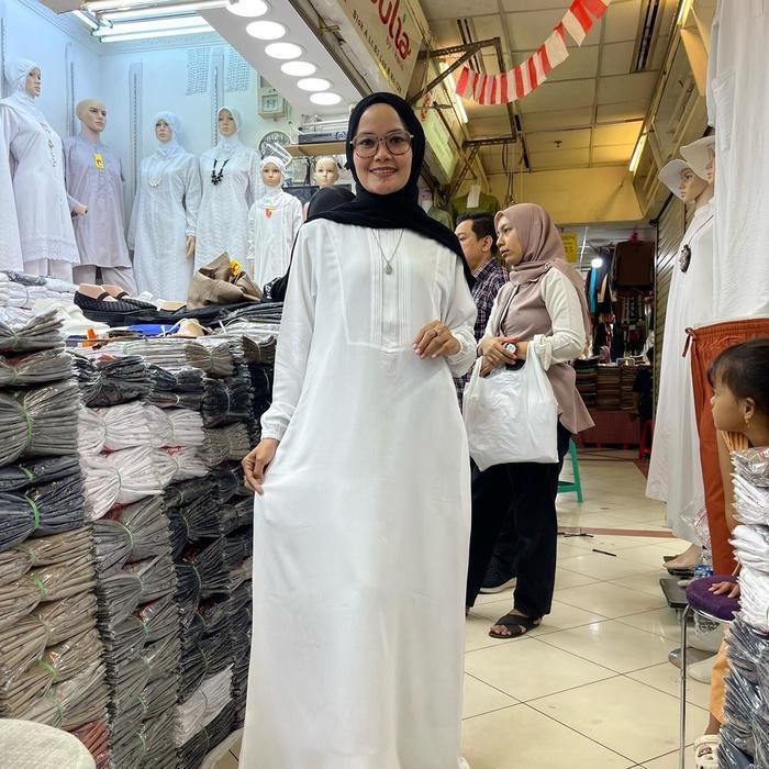 (Termurah) Gamis Polos Rayon/Gamis Putih Ibu Bestseller