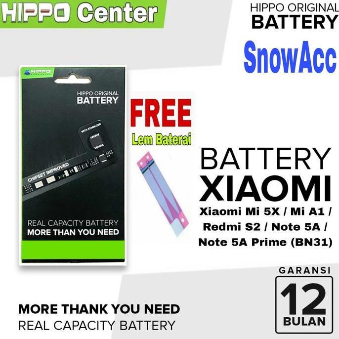 Hippo Baterai XiaoMi Redmi Note 5A 3080mah Kode Baterai BN31 / BN 31 / BN-31 Batre