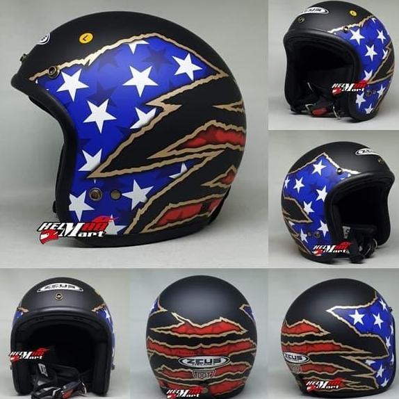 Helm Zeus 385C Retro Motif BD1 helm retro zeus zs385 ZS-385 C