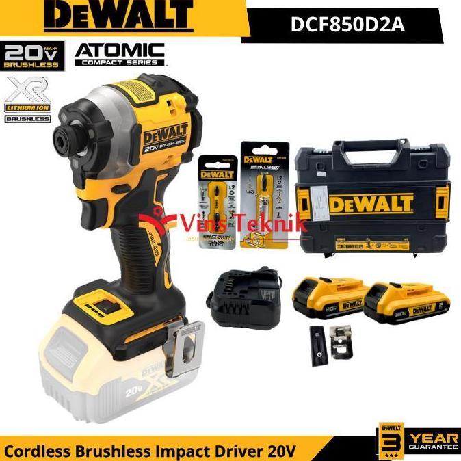 DEWALT DCF850D2A MESIN BOR OBENG BATERAI CORDLESS BRUSHLESS IMPACT DRIVER 20V DCF850D2 ORIGINAL DAN 