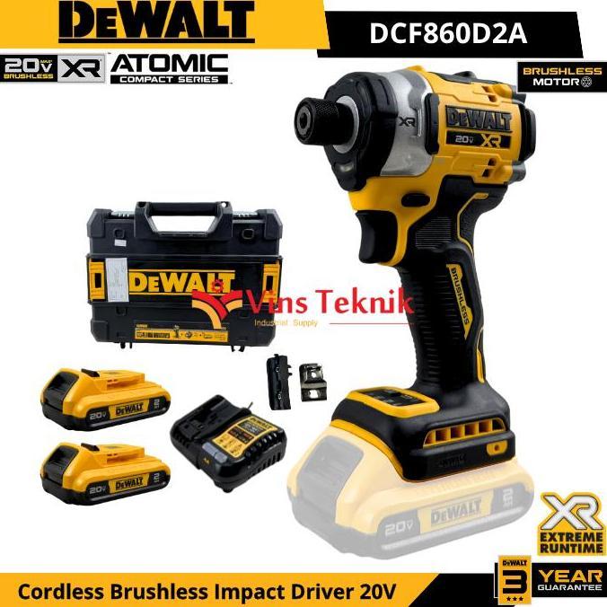 DEWALT DCF860D2A MESIN BOR OBENG BATERAI CORDLESS BRUSHLESS IMPACT DRIVER 20V DCF860D2 ORIGINAL DAN 