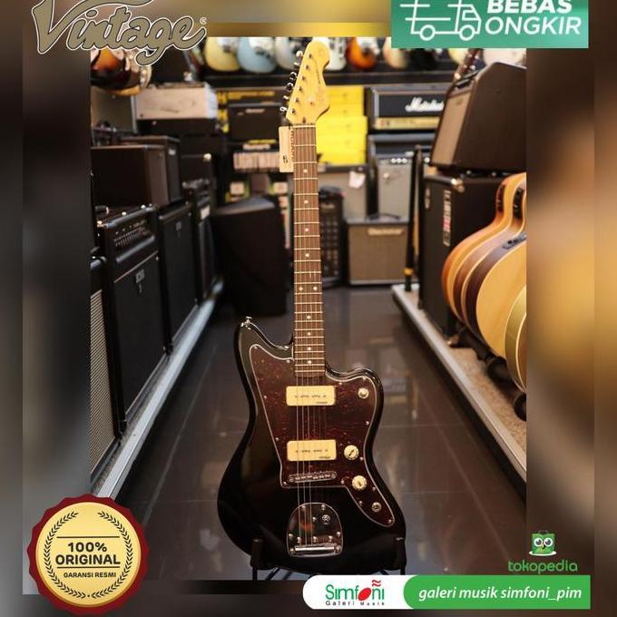 ELEKTRIK GITAR VINTAGE V65VBK Reissued LR Gloss Black