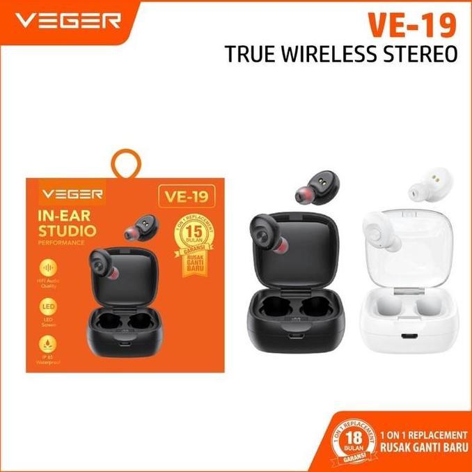 Tws Veger Ve-19 Earphone Wireless - Headset Veger Tws Ve-19 In Ear