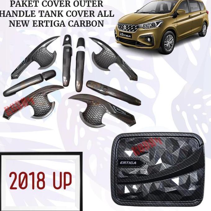 Paket Cover Outer Handle Tank Cover All New Ertiga Carbon Aksesoris Mobil Pegangan Pintu Tangki Mobi