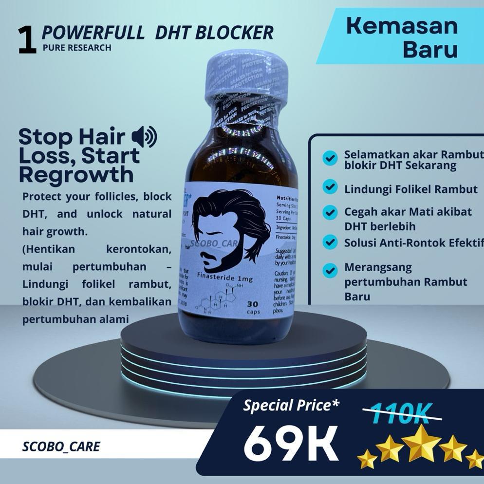 Finasteride 1 mg Pum quality pharma Rambut Rontok penghambat DHT paten isi 30 kapsul, Obat Penghamba
