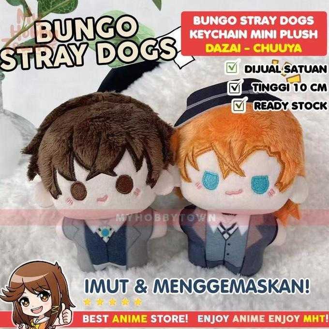 Gantungan Kunci Boneka Anime Bungou Stray Dogs Karakter Osamu Dazai Nakahara Chuuya Keychain Mini Pl