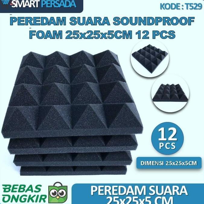 Peredam Suara Ruangan Kamar Dinding Studio Busa Telur Piramid 12Pcs