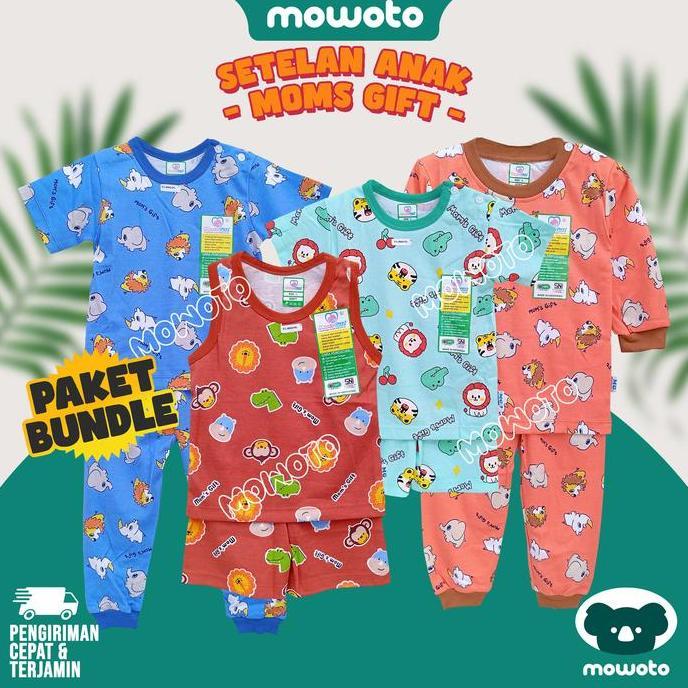 [ PAKET BUNDLING ] Setelan Anak Moms Gift Motif Print Baju Anak Perempuan Anak Laki Laki