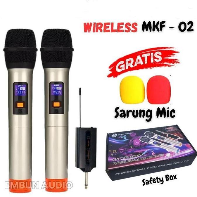 Mikropon Wireless Terbaik Profesional Microphone Wearless Brain Power MKF 01 Mic Tanpa Kabel