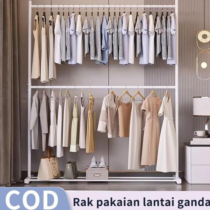 CPE Rak Baju Gantung Berdiri 2 Susun Besi  Rak Pakaian Gantung Minimalis