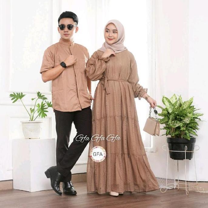 Couple Keluarga Koko Gamis Brokat, Sarimbit Gamis Maheera Family Muslim