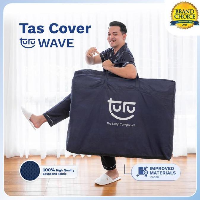 TURU Tas Bag Cover Kasur Lipat TURU Wave Spunbound Tebal - Dark BluE Penyimpanan Waterproof