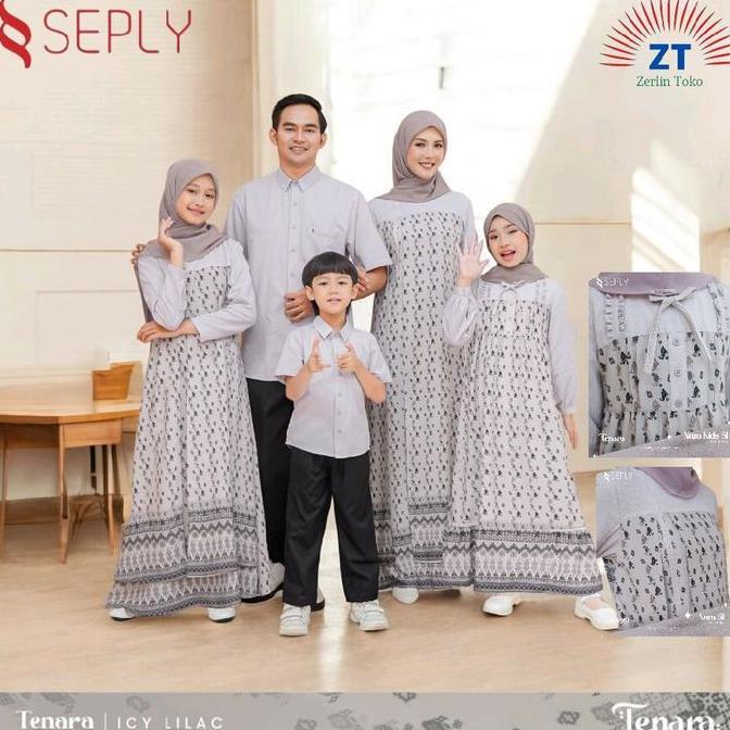 Family Set Famset Sarimbit Keluarga 2026 Seply Tenara Icy Lilac - Gamis Dewasa Model One Piece Busui