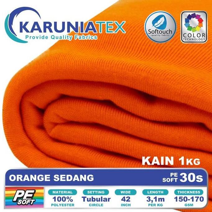 KAIN KAOS PE SOFT 30S KILOAN | ORANGE SEDANG | KARUNIA TEXTILE KODE 80