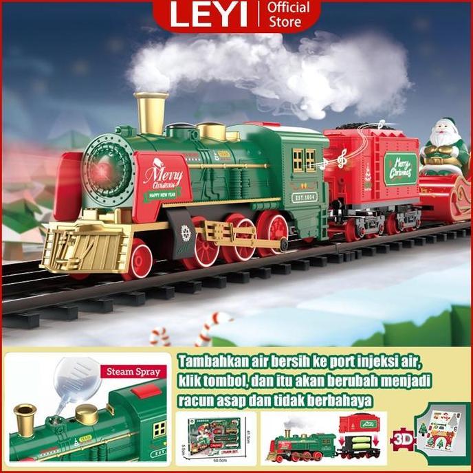 Berkualitas LEYI Kereta Mainan Anak Anak Mainan Kereta Api Full Set Lengkap Kereta Api Uap Mainan An