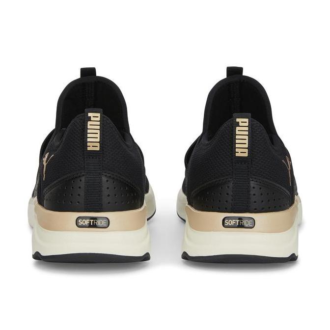 Puma Softride Sophia Slip-On Women'S Running Shoes Black-Gold-White