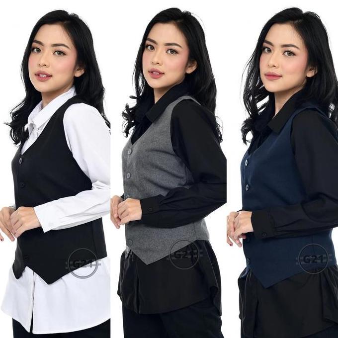 VEST KERJA WANITA PREMIUM BAHAN NYAMAN HITAM NAVY ABU ROMPI WANITA ROMPI KANTOR