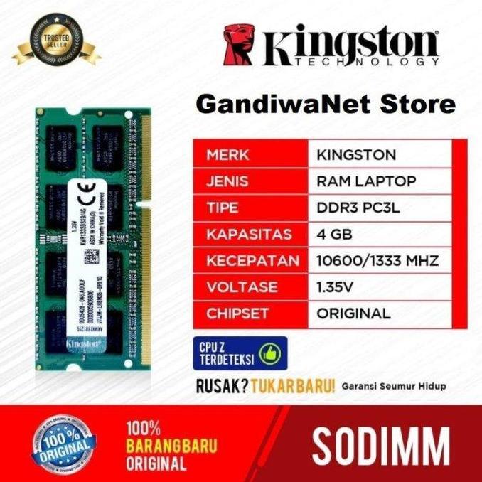 Ram Sodim 4GB DDR3L PC 10600 Kingston Ram laptop