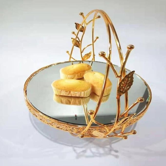 Tempat kue mirror tray nampan kaca mewah cake stand tempat cupcakes ARG