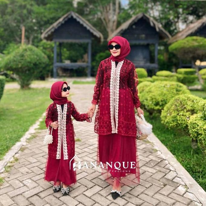 Bgs- Hananque Laura Tunik Outer Brukat Kondangan  Couple Ibu Dan Anak Usia 4-13 Tahun Brokat Lebaran