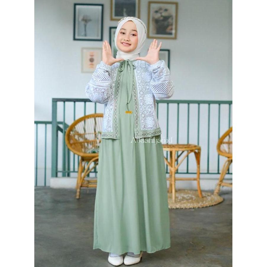 Andin Gamis Abaya Anak Remaja Tanggung Usia 6-17 Tahun Bahan Ceruti Babydoll Mix Payet Motif Payet E