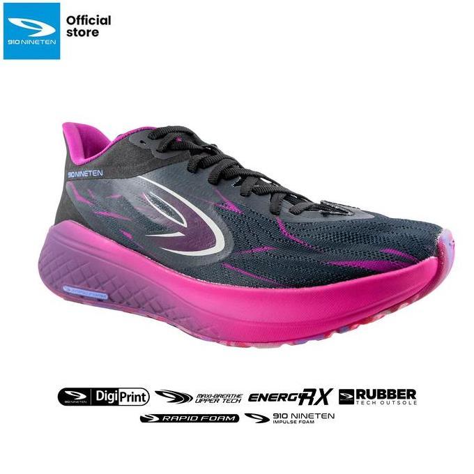 910 Sepatu Lari Kanzaki 2.0 Hitam/Ungu/Magenta
