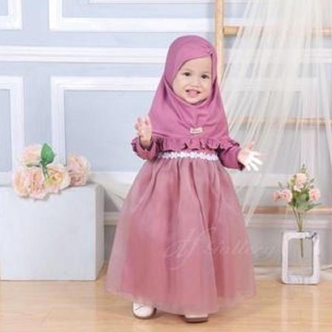 GAMIS BIANCA size EFG - baju anak gamis bayi dress balita baju lebaran anak brokat tile mutiara gaun