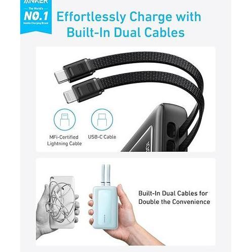 pandabers7 - anker zolo power bank 2.mah 3w max fast portable charger with built-in usb-c and mfi ce