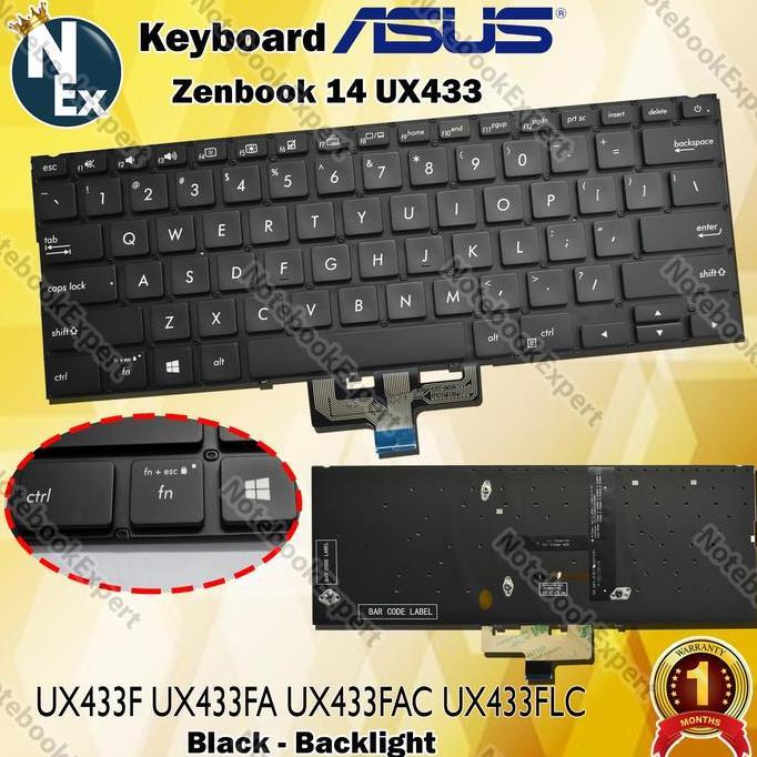 Keyboard Zenbook 14 Ux433 Ux433F Ux433Fa Ux433Fac Ux433Flc Black - BACKLIGHT