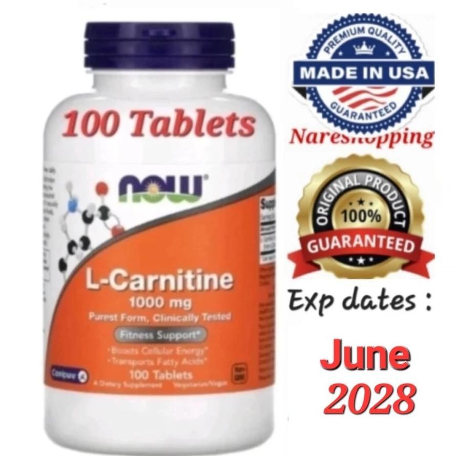 Now Foods L-Carnitine 1000 Mg 100 Tablets Boosts Cellular Energy Vegan Original