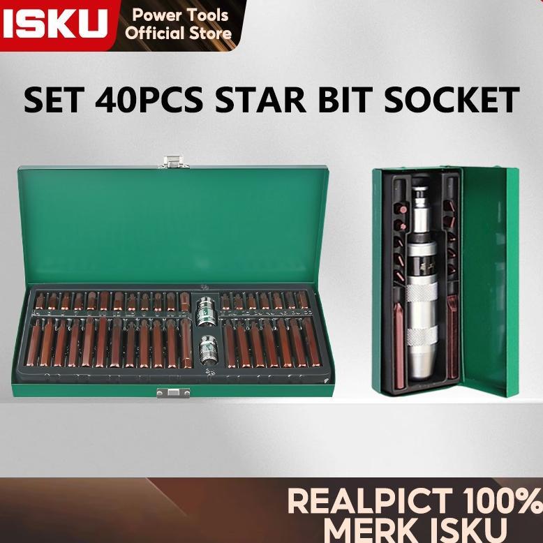 ISKU Mata Sok Bintang 40pcs s2 Mata Star Hex Spline Bit Set/Obeng ketok set 13pcs Obeng Set Putar se