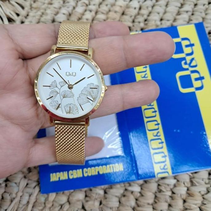 JAM TANGAN WANITA Q&Q QnQ QQ QA21 GOLD ORIGINAL PROMO AWAL TAHUN