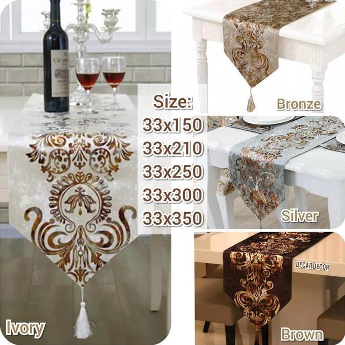 table runner panjang - Bed Runner Bludru Suede Mewah 210 cm - Putih