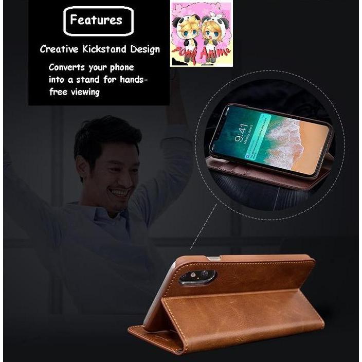 Leather Case Flip Cover Wallet Casing Kulit Iphone 10 Xs max / Xr