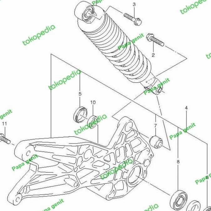 Ready bosh shock belakang bagian bawah spin skywave hayate 125 original