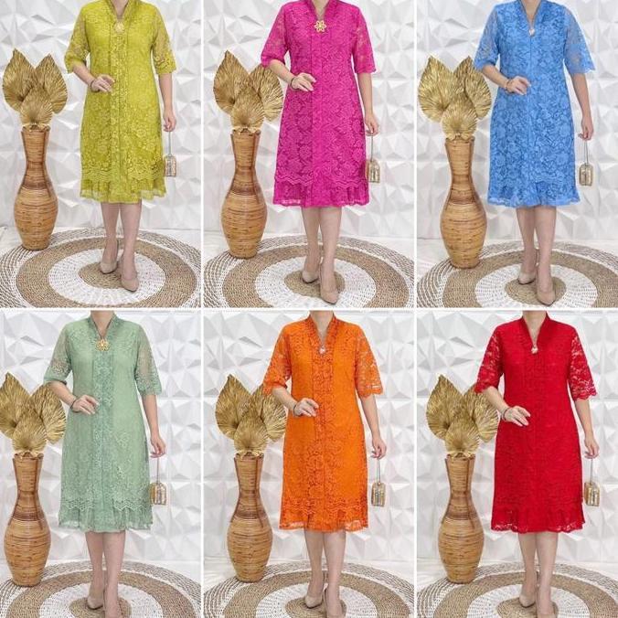 JUMBO DRESS PESTA BROKAT HALUS KARTINI BUSUI LD 118-120