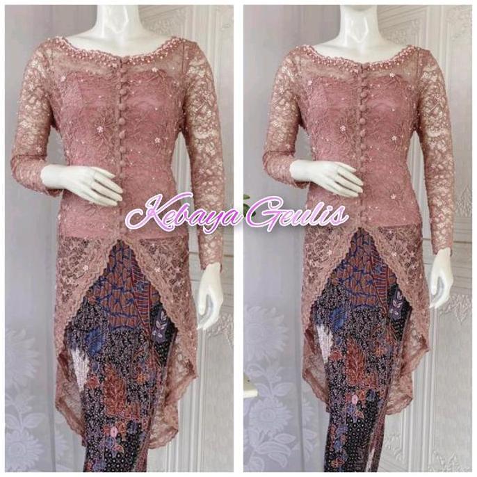 atasan kebaya brukat kerah sabrina model pinguin