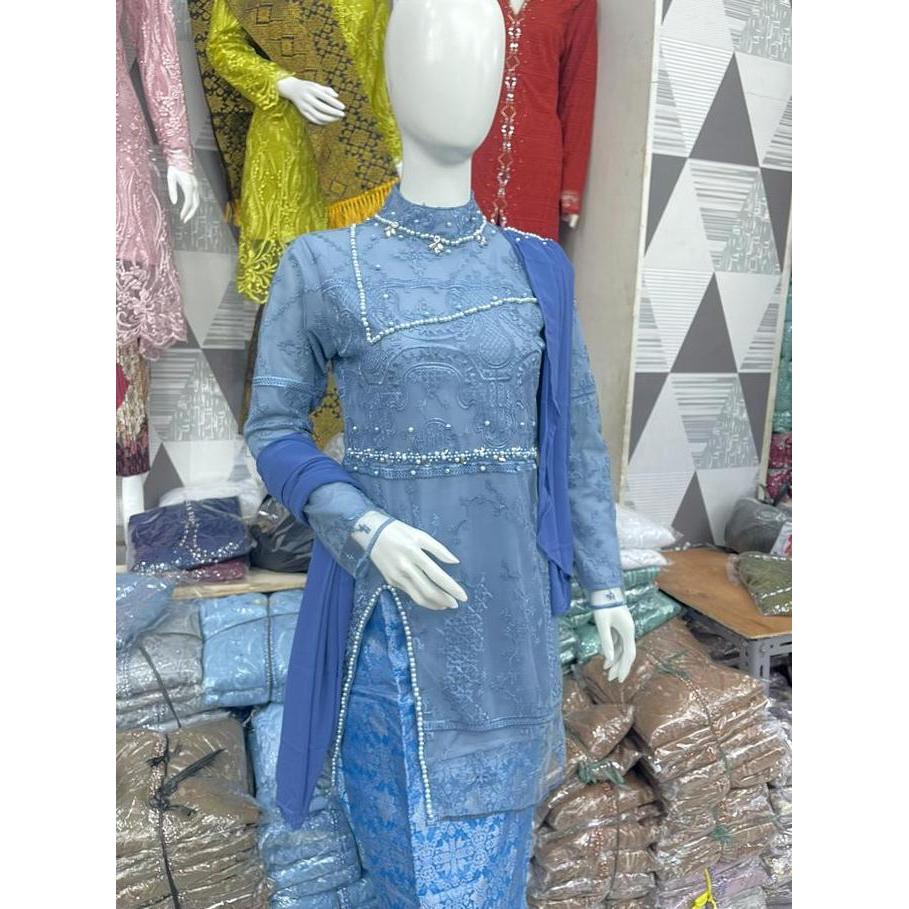 Setelan Kebaya Rosalia Slendang  Fashion Kondangan Pesta Wisuda Muslimah Wanita Baju Panjang Remaja