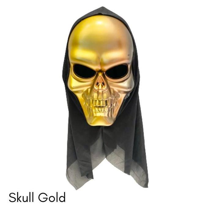 Halloween scream mask/skull mask gold/topeng tengkorak