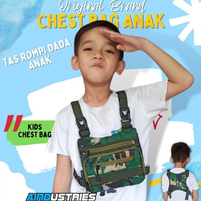 ORIGINAL Pelengkap Kostum Profesi Polisi TNI Cilik Tas Dada Tactical Anak Rompi READY STOCK