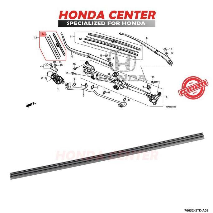 Karet Refil Wiper Depan Kiri Crv Rm Gen4 Crz 2012 2013 2014 2015 2016 2017
