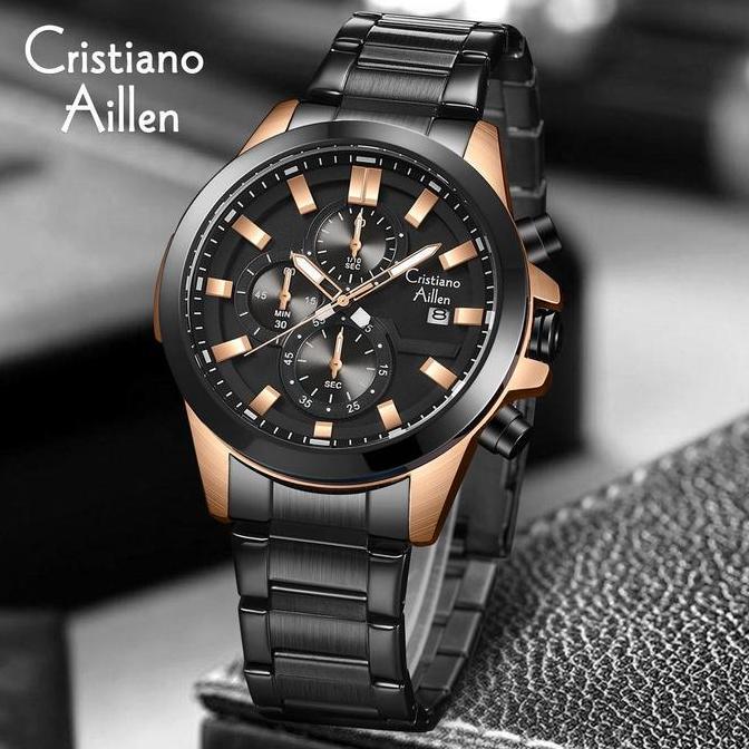 BERDOSS_BALIMAY - CRISTIANO AILLEN JAM TANGAN PRIA ANALOG 8892 RANTAI STAINLESS STEEL CHRONOGRAPH KA